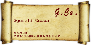 Gyeszli Csaba névjegykártya